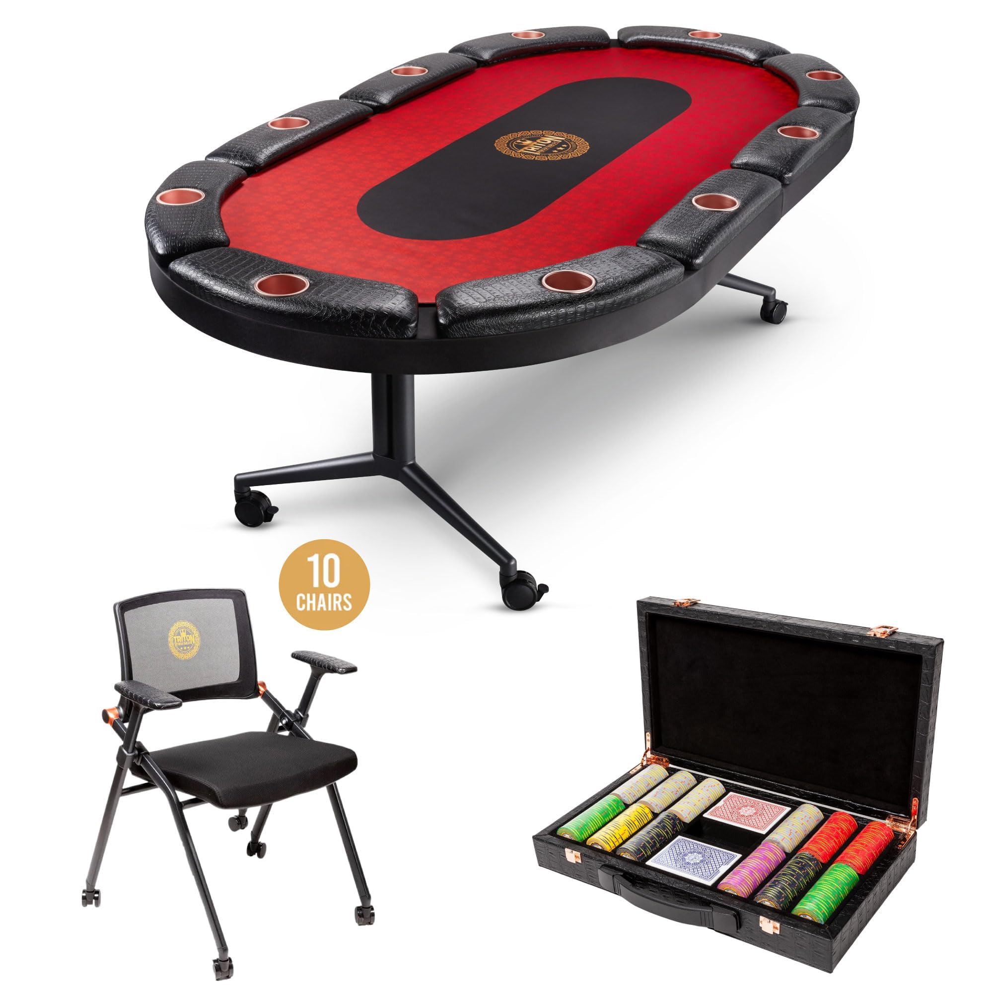 Amazon.com: Triton Premium Foldable Poker Table with 10 Chairs and